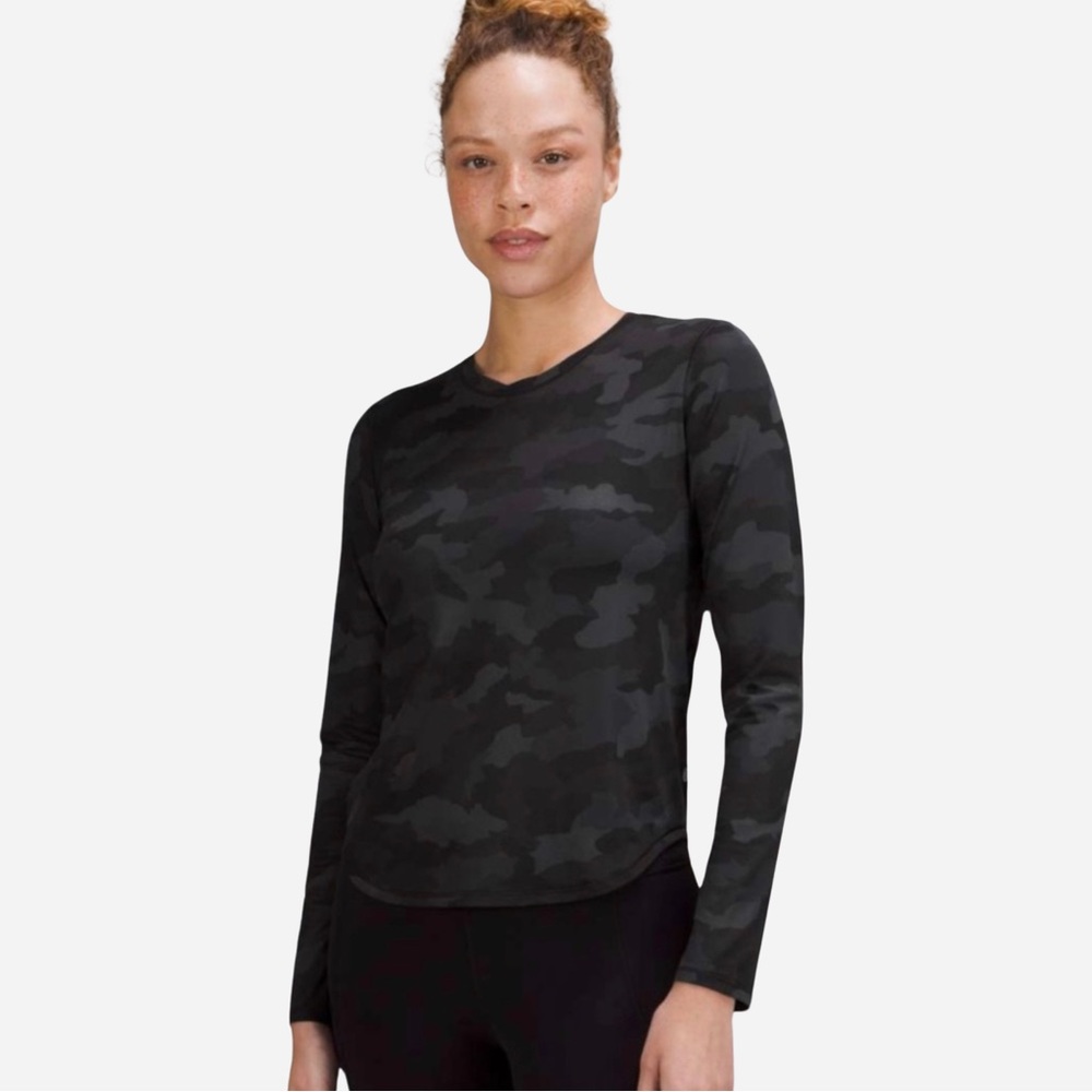 Lululemon Train to Be Long Sleeve in Black Camo
